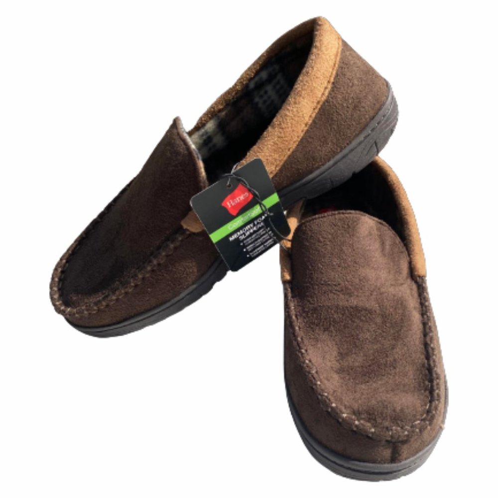 HANES COMFORTSOFT MEMORY FOAM SLIPPERS  BROWN